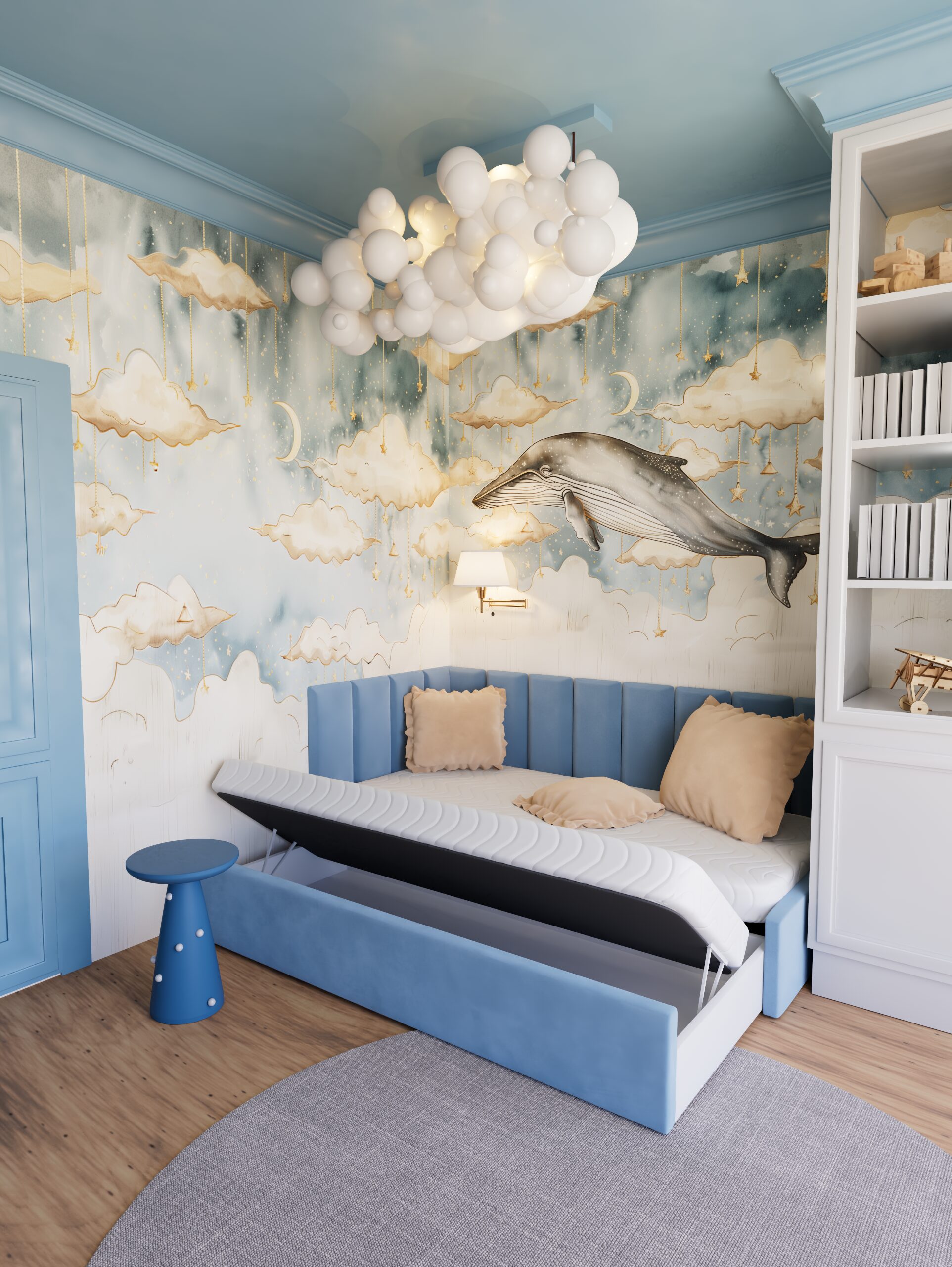 Łóżeczko Zula z szuflada oraz dodatkowym spaniem