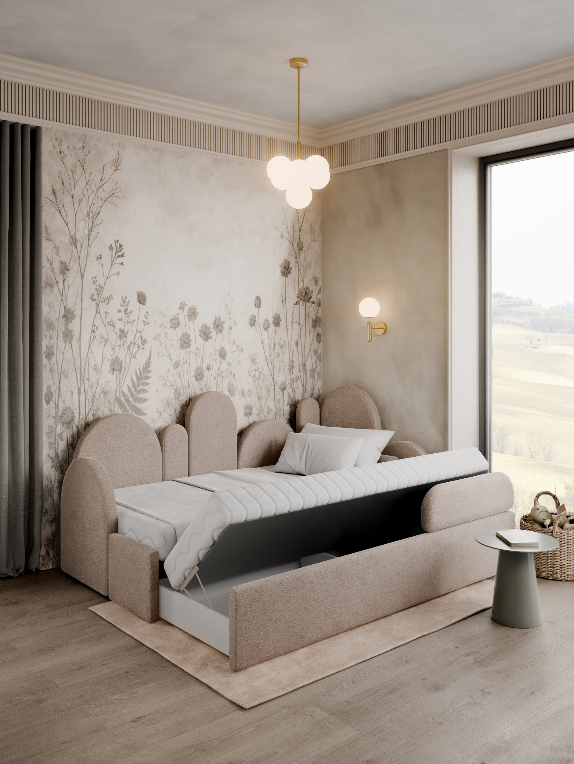 Łóżeczko Safi- wersja z szufladą oraz dodatkowym spaniem